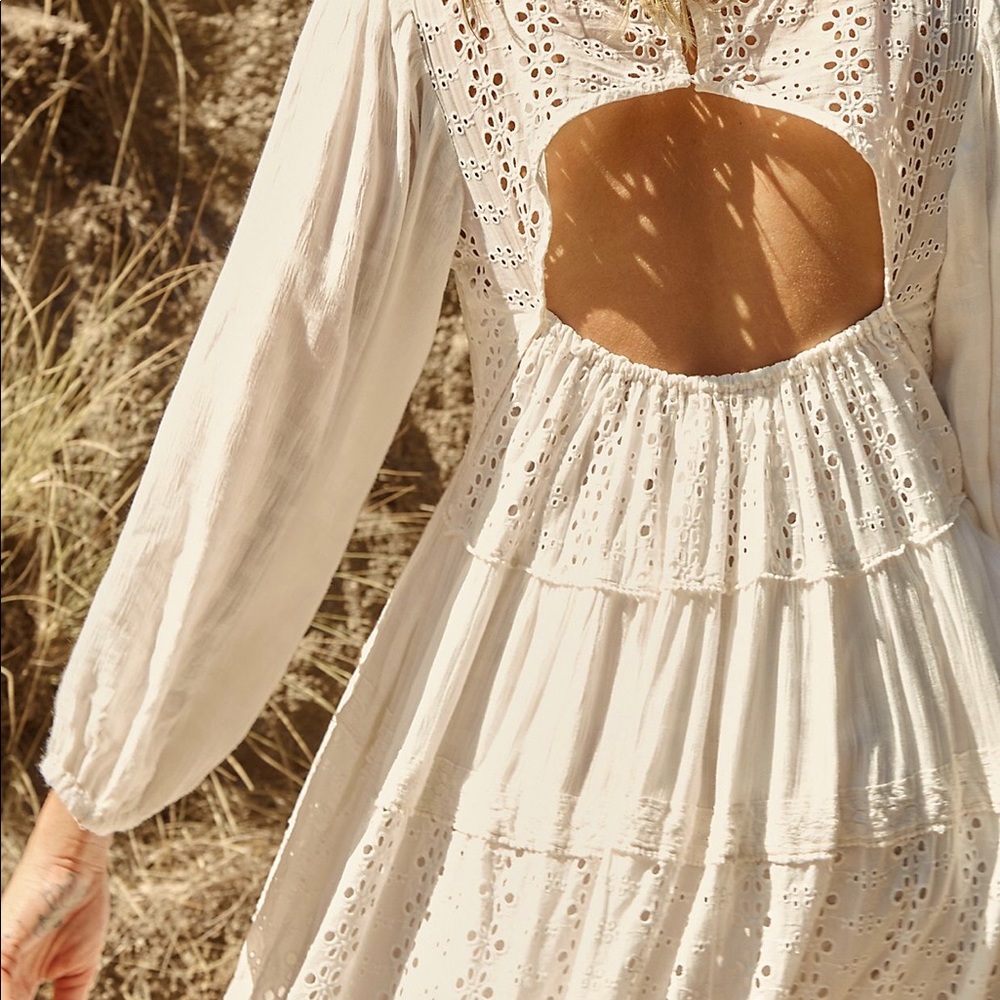 NEW Believe in Magic Boho Cut-out Ivory White Prairie Maxi Dress
